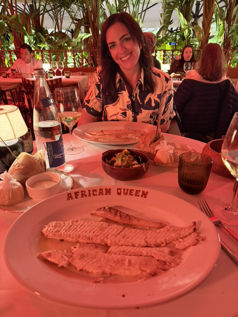 Dinner at African Queen, the grilled fish on the house plate