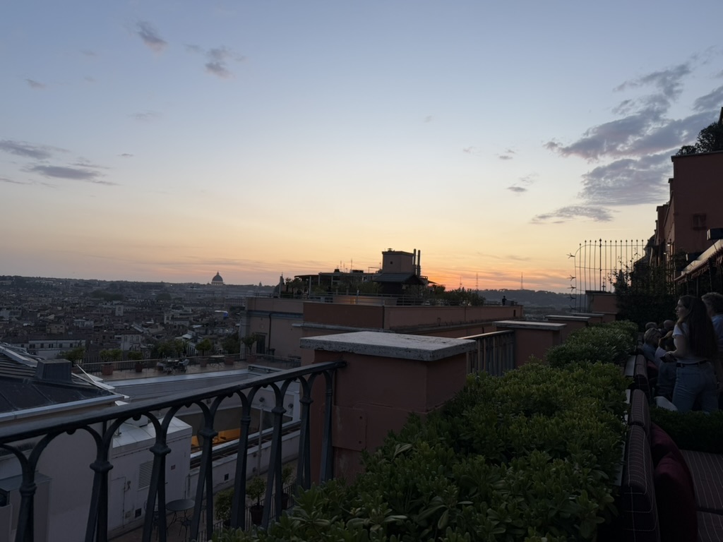 Sunset over Rome from the Cielo Rooftop Bar