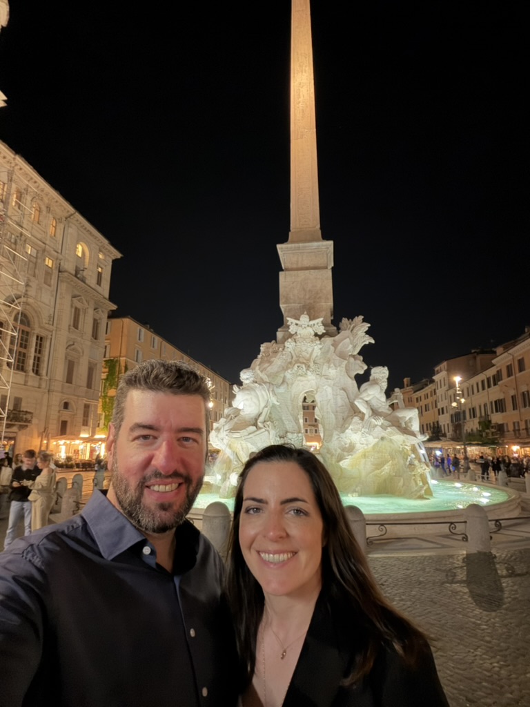 Piazza Navona at night, Bernini's Fountain of the Four Rivers